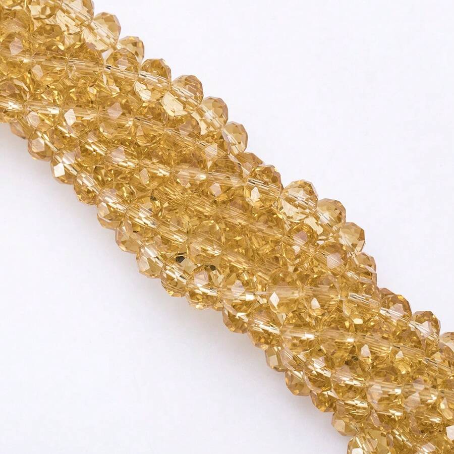 手工珠飾用扁圓玻璃珠 8mm/6mm/4mm (60/80/115顆) 可重複使用散珠 DIY 手作配件,亮面藍綠色 - 金香檳 - 查看 1