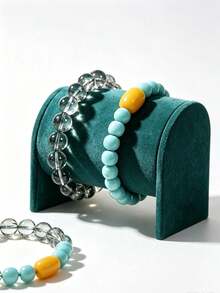 1pc Microfiber Watch Display Stand, Watch Storage Rack, Necklace Bracelet Storage Rack, Bangle Watch Storage Rack, Display Stand, This Rack Can Be Used As A Watch, Necklace, Bracelet And Bangle Storage Rack - Multicolor - View 9