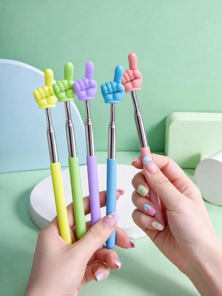 POKOJA LAND 1pc Telescopic Finger Reading Pointer In Random Color. Fun Teaching Aid For Books And Learning, Ideal For Classrooms, Party Bags, Rewards, And Carnival Prizes.