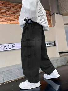 Tween Boy Fashionable Straight Leg Casual Denim Jeans - Black - View 3