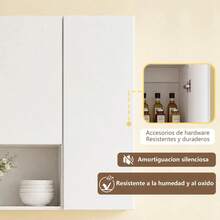 Alacena De Cocina Flotante Blanca Con 4 Puertas Y Entrepaños, Gabinete De Pared Organizador Multifuncional, Mueble Moderno Minimalista Para Almacenamiento - Blanco - Ver 6