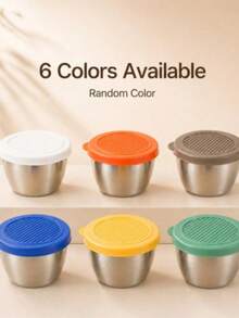 6pcs Sauce Cups With Lids, Portable Salad Dressing Containers, Stainless Steel Mini Condiment Boxes, Suitable For Dipping Sauce, Lunch Box, Leak-Proof, Random Color, Back To School Lunch Accessories, Kitchen Storage, Meal Prep - Multicolor - View 15