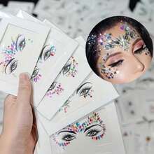 5/10/15/30pcs Facial Jewelry Stickers, Shiny Rhinestone Jewelry Stickers, Mermaid Face, Durable 3D, Suitable For Birthday Party Accessories, Masquerade, Bridal Makeup, Cosplay, Halloween And Photo Props - A - View 1