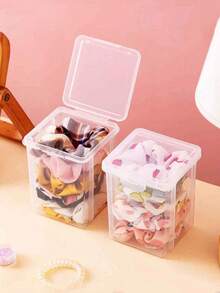 Portable Hair Accessory Storage Box, Desktop Organizer, Suitable For Storing Hair Clips, Hair Ties, Safety Pins, Erasers And Other Small Items. - Clear - View 7