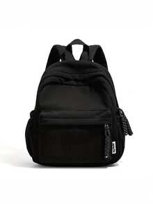 Unisex Corduroy Small Backpack, Casual Travel Bag, Fashionable Minimalist Versatile Commuter Backpack - Multicolor - View 2