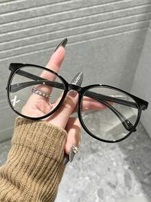 2pcs/1pc Fashion Glasses, Clear Lenses, Unisex Glasses, Black And Clear Frames, Eye Protection And Fashion - Transparent - View 6