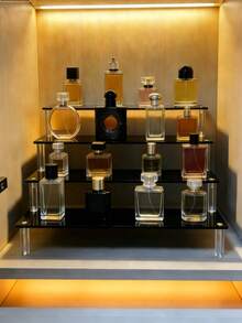 1pc 3-Tier Acrylic Display Rack, Multi-Use Collectibles Organizer For Toy Cars Mini Figurines & Perfume Bottles, Desktop Room Decor Vanity Accessories - View 2