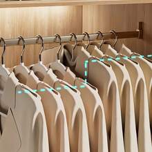 Space-Saving Short Neck Collapsible Hanger Set (10pcs), Low-Profile Short Neck Design Fits Compact Wardrobes, Wide Shoulder Line For Even Weight Distribution, Prevents Clothes From Bulging And Deforming, Non-Slip Grip With Deep Anti-Drop Grooves, Fabric-Friendly No Snagging, Durable And Scratch-Resistant Home Storage Essential - Multicolor - View 7