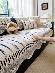 Geometric Stripe Sofa Cover 1Pc, Non-Slip Wear Resistant Sofa Slipcover, Modern Abstract Pattern Sofa Protector For Living Room - Multicolor - View 4