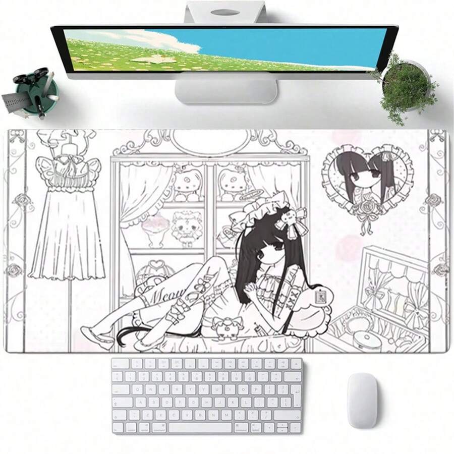 Cute Musical Note Wing PU Leather Desk Mat, Large Anti-Slip Mouse Pad, White Polka Dot Pattern Table Protector, Waterproof Keyboard Mat For Office Gaming Desktop Decor, Aesthetic Kawaii Table Pad For Girls - View 1