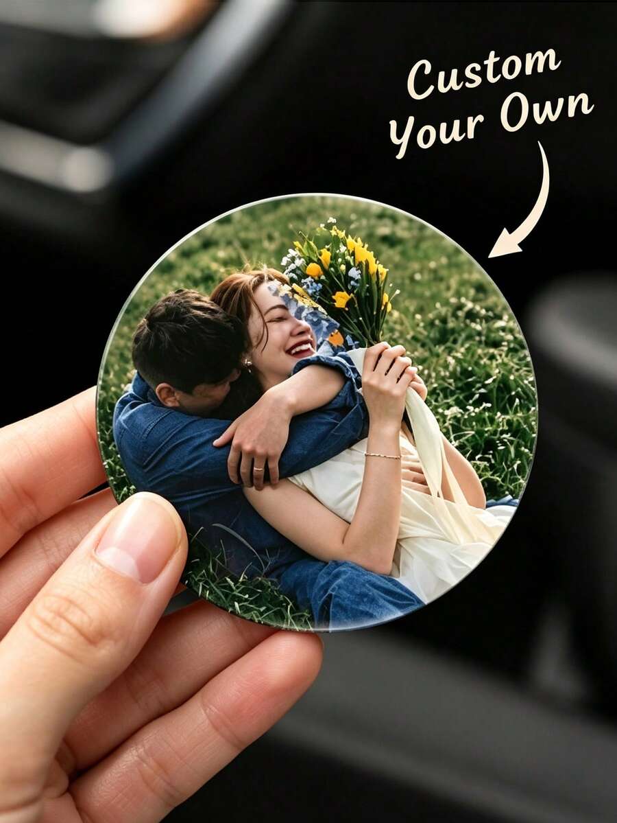 1pc Customized 2D Acrylic Car Coaster, Personalized Photo Gift, Suitable For Couples, Relatives, Pet Lovers, Ideal For Anniversary, Birthday, Wedding Anniversary, Unique Car Custom Coaster Gift - Multicolor - View 1