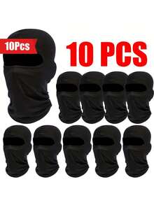10pcs Men's Ski Face Mask Full Face Protection Winter Balaclava UV Protection Outdoor Cycling For Women - A - View 3
