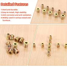15pcs M6*20 Internal And External Threaded Countersunk Nuts, For Fixing Bolts, Furniture Screws, Nuts, Threaded Fasteners, Connectors, And Hex/Allen Wrench - M6*20 15pcs - View 6