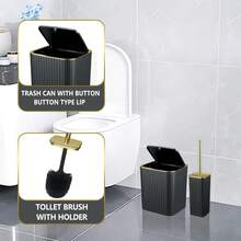 11-Piece Bathroom Accessories Set, Multi-Functional Luxury Vertical Striped Gold-Plated Light Luxury Bathroom Accessory Kit, Suitable For Home And Hotel Use - Multicolor - View 8