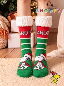1/3 Pairs Snoopy Men's Mid-Calf Floor Socks, Winter Thermal Lined Thick Warm Colorful Fun Christmas Gift Socks - Multicolor - View 5