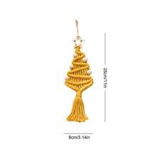 1pc Macrame Christmas Tree Hanging Decor, Handmade Woven Christmas Tree Tassel Star Decoration Wall Hanging, Small Christmas Tree Wall Decor - Multicolor - View 12