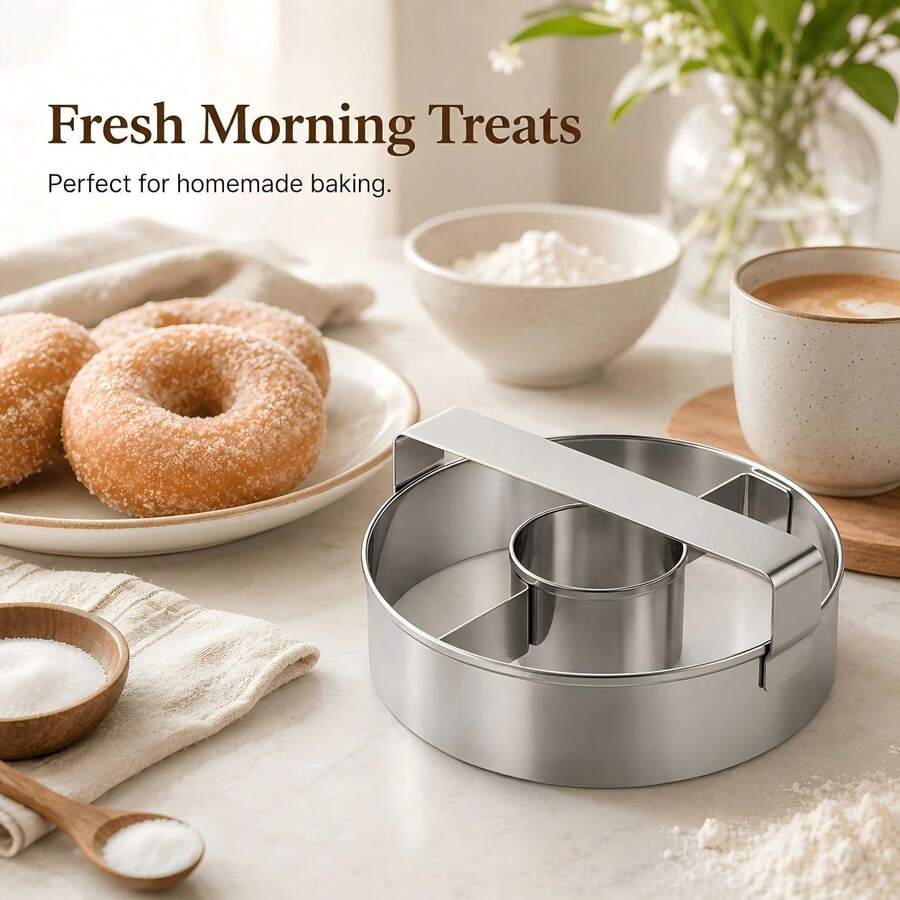 1 cái/2 cái khuôn cắt bánh donut bằng thép không gỉ chịu lực với tay cầm thoải mái, phù hợp để làm bánh donut, làm bánh quy, cắt bánh mì, dụng cụ cắt bánh đa năng, lý tưởng cho nướng bánh tại nhà, quà tặng làm bánh - Xem 1