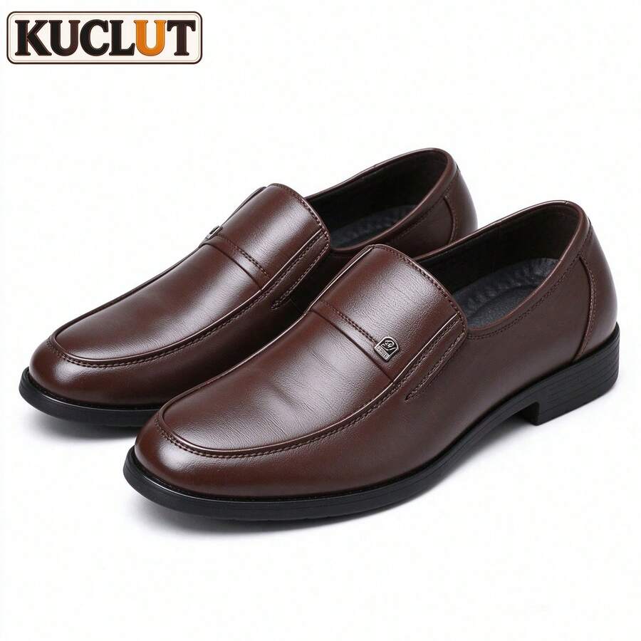 KUCLUT Men's Business Formal Shoes, Versatile Soft Sole Work Shoes, Korean Style Casual Slip-On Driving Shoes