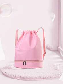 1pc Fashionable Minimalist Dance Bag, Separate Shoe Compartment, One Shoulder Dance Practice Ballet Bag, New Dance Bag, Sports Yoga Bag, Separate Shoe Compartment, Lightweight Backpack, Gift Bag, Fashionable Solid Color Matching, Suitable For Teenagers' Daily Dance Class Use, Sweet And Cute Backpack - Solid Color Dance Bag - View 6