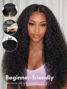 2-In-1 Straight To Curly InvisiBlend™ V-Shaped Hair Piece Wig, Natural Blending, Two Styles In One, Suitable For Beginners, Glue-Free Wear, Fits All Head Sizes, 100% Human Hair, Transparent Lace, Dyeable, Unice Wig - SNatural - View 2