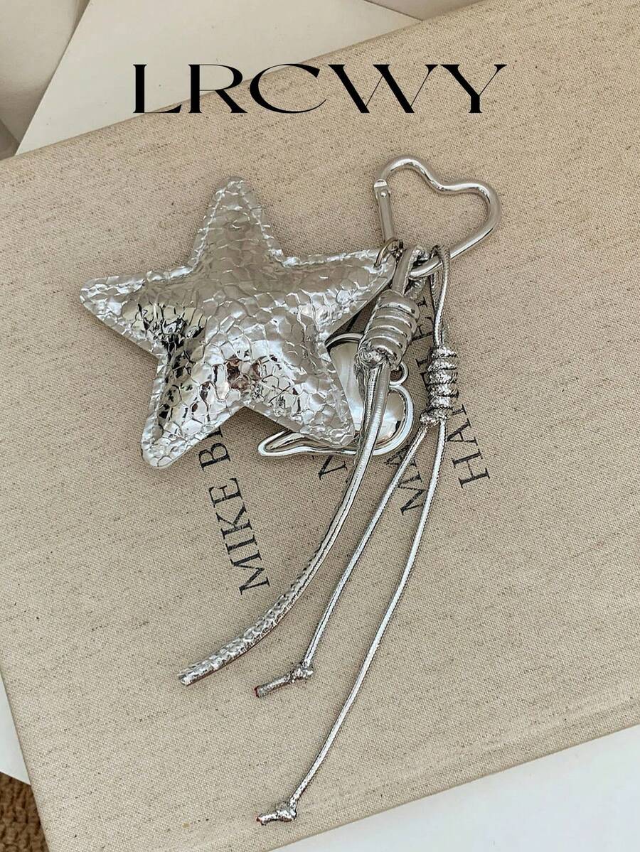Women's Fashionable Personalized Coffee Star Knot Silver Bag Charm - Silver - View 1