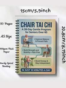 2/1pc "Elderly Tai Chi Chair Guide: Suitable For 60+ Years Old" - 28-Day Gentle Daily Training Plan, Spiral-Bound Seated Exercise Manual, Suitable For Balance Training, Fall Prevention, Strength And Flexibility Improvement, Low-Impact Chair Fitness Method - Multicolor - View 16