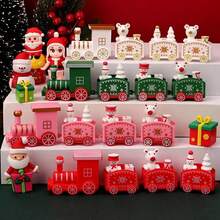 1PC Christmas Wooden Painted Mini Train, Holiday Scene Desktop Decoration, Christmas Window Display Gift, Christmas Gift. - Christmas Train Ornament - View 10