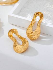 1 Pair Exaggerated Geometric Asymmetrical Stud Earrings For Women - Yellow Gold - View 6