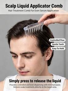 1pc Liquid Dispensing Massage Comb - Suitable For Scalp Care Liquid, Portable Scalp Massage Comb, Smooth Application; Features Transparent Plastic And Metal Roller Ball Comb Teeth Design; Functions Include Hair Oil Infusion, Soothing Scalp Massage, Even Application Of Essence; Suitable For Daily Hair Care, Travel Styling, Salon Perming And Dyeing Repair; Crystal Comb Teeth Design, Scalp Care Hair Massage Suitable For All Hair Types And Styles - A - View 4