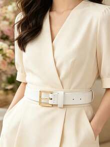 Alloy Buckle Decorated Women's Belt, Everyday Casual Versatile PU Belt - Multicolor - View 3