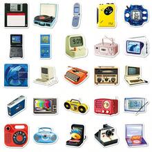 50pcs/Pack Vintage Home Appliance Graffiti Stickers, Cute Cartoon Fun Aesthetic Label Stickers, Suitable For Scrapbooking, Self-Adhesive Stationery, Cards, Envelopes, Guitars, Musical Instrument Accessories, Perfect For Halloween, Christmas, Teen Parties - Black - View 3