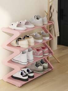 Z-Shaped Plastic Shoe Rack Floor-Standing Storage Rack Multi-Functional Large Capacity Easy Assembly Home Dormitory Space-Saving Storage Rack Suitable For Living Room Bedroom - Multicolor - View 5