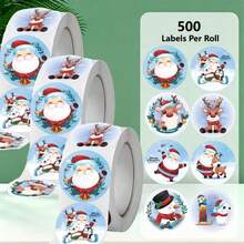 500~4500Pcs 1inch Merry Christmas Stickers Gift Tags Stickers Christmas Theme Seal Labels Stickers For DIY Gift Baking Package Envelope Stationery Decor - Multicolor - View 14