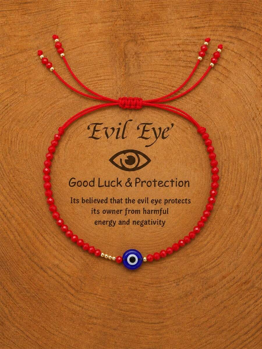 1PC Bohemian Evil Eye Bracelet, Beaded Bracelet, Red Adjustable Bracelet, Lucky Bracelet, Summer Gift, Gift For Her - Multicolor - View 1