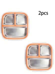 Multi-Set Combination 304 Stainless Steel Portable Leak-Proof Light-Shielding Bento Box, 3-Compartment/4-Compartment 1200ml Flip-Top Lunch Box, Suitable For Students/Office Workers/Outdoor Picnic And Fruit/Snack Storage, Stainless Steel Material, Heat Insulation, Easy To Clean, Ideal Home Kitchen Tableware - Multicolor - View 13