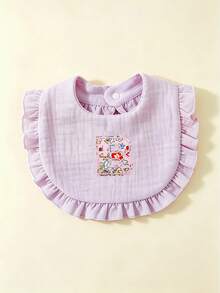 5pcs Floral Pattern 26 Alphabet Baby Ruffle Bibs, Drool Bibs, Princess Pastoral Floral Bibs, Girls Gift - Multicolor - View 4