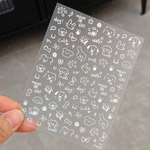 1pc/Cute Doodle Pet Nail Stickers Flat Cat Puppy Samoyed Nail Decals Minimalist Style Decoration - Multicolor - View 9