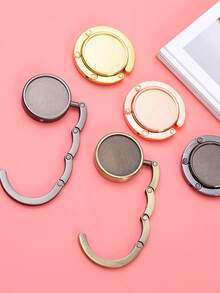 Multi-Functional Foldable Metal Handbag Hook, Desktop Stand, Wallet Stand, Helpful Home Storage, Bedroom & Office Decor Hook, Key Holder, Jewelry Rack - Pink - View 2