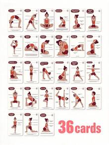 36 Mini Yoga Cards, Birthday Gift For Yoga Enthusiasts, Portable Cartoon Yoga Instruction Cards, Basic Yoga Pose Guide Cards, Suitable For Yoga And Yoga Classes - Featuring Fun Cartoon Yoga Poses, Colorful, Including Character Yoga Illustrations - Multicolor - View 10