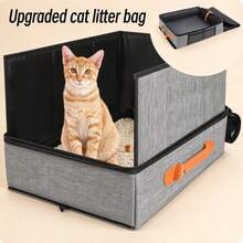 1pc Foldable Waterproof Fabric Cat Litter Box Portable Travel Cat Litter Carrier Bag For Outdoor Trips - Multicolor - View 8