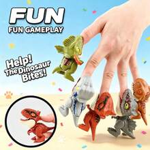 1pc-Finger Biting Dinosaur Toy, No-Hurt Design, Movable Joint Mini Dino, Pocket Size Interactive Prank Fidget Toy For Kids, Party Gift - Multicolor - View 6