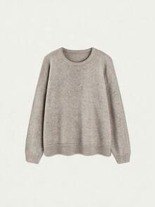 Spring/Summer Women's Mori Style Long Sleeve Minimalist Sweater, Preppy - Oat - View 7