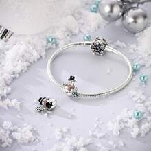 1Pc Winter Lifestyle Dangle Charm Collection Silver Color Enamel CZ Animal Fashion Daily Item Beads Charm For Bracelet Necklace Jewelry Making Gift - Silver - View 9