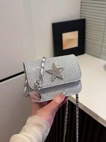 1pc Fashionable Sweet Shiny Star Crossbody Bag, Super Popular Chain Multifunctional Exquisite Small Bag, Compact And Delicate, Mini Lipstick Bag, Fashionable Chain Shoulder Strap, Decorated With Sweet Five-Pointed Stars, Suitable For Outings, Shopping, Daily Use, Travel, Versatile Square Bag Shape, Perfect Gift - Multicolor - View 19