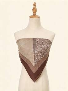 Retro brun paisley 110 stor kvadratisk scarf, vårbandana, dambälte, väsktillbehör, streamer, huvudduk för pendling - Multifärgad - Visa 4