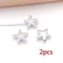 2pcs Ocean Theme Brass Metal Spacer Beads Starfish Conch Mermaid Tail Charms For DIY Bracelet Necklace Jewelry Making Craft Accessories - Multicolor - View 8