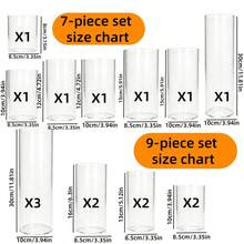 7/9 Pcs High & Straight Cylindrical Open Glass Candle Holders, Transparent Windproof Cylindrical Vases, Wedding Table Centerpieces, Candle Decorations For Christmas, Thanksgiving Banquets, Glass Table Containers To Create Party Atmosphere - View 2