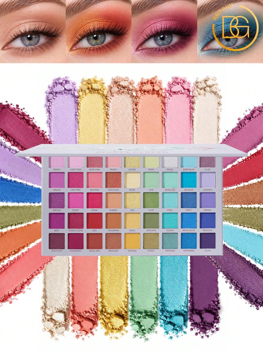 beauty glazed 45-Color Eyeshadow Palette, Rainbow Matte & Shimmer Eyeshadow Set, Bright Face Powder, Stage Makeup - Multicolor - View 1