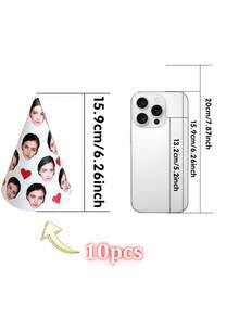 1/5/10/20件客製化臉部圓錐派對帽，個性化照片紙生日帽附愛心印花，3種尺寸，趣味派對裝飾，適用於生日、單身女郎派對、週年紀念，20-70歲生日裝飾，中性客製化照片帽，個性化寵物臉部帽 - 多色2 - 查看 23