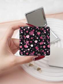1PC Millennium Y2K Series Portable Vanity Mirror, Foldable Lightweight Ultra-Thin Convenient Hand Mirror, PU Leather, Suitable For Multiple Scenarios And All People, Foldable Small Square Mirror, Pocket Mirror, Cartoon Strawberry Star Heart Flower Printed Pattern Design, Exquisite Handheld 180° Flip Cover Multifunctional Mini Mirror Compact Mirror Mirrors, Daily Holiday Birthday Valentine's Day - Multicolor - View 8